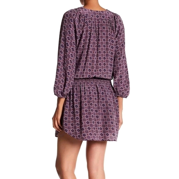 NWT Joie 100% Silk Geometric Purple Patterned Mini Dress - Medium - Picture 2 of 10
